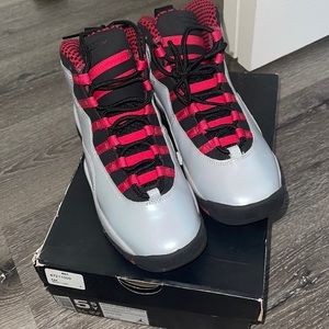 GIRLS AIR JORDAN 10 RETRO WOLF GREY-LEGION RED